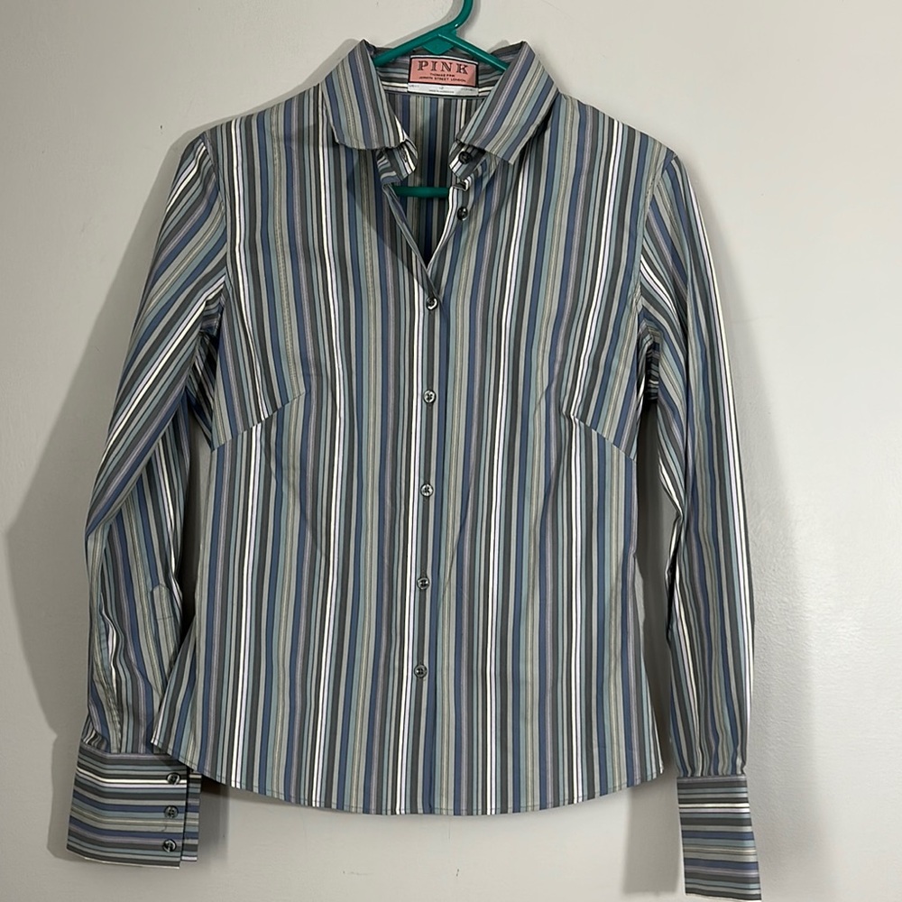 Thomas Pink Women's Stripe Button Down Shirt -size 12